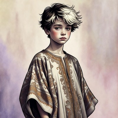 Boy in ornate embroidered robe