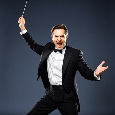 Man conducting orchestra with baton