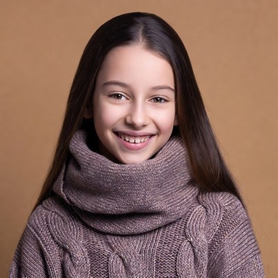 Smiling girl in turtleneck sweater