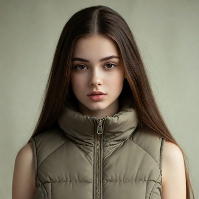 Teen girl in green vest