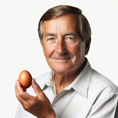 Senior man holding egg