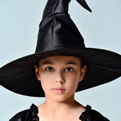 Girl wearing witch hat