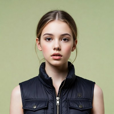 Teen girl in black vest