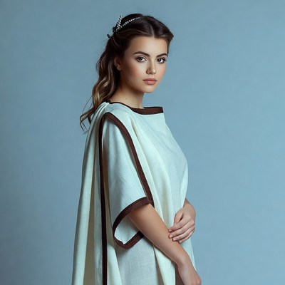 Woman in white ancient Greek dress