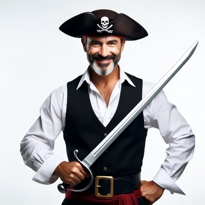 Man in pirate costume holding sword