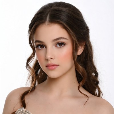 Young woman with wavy brown hair