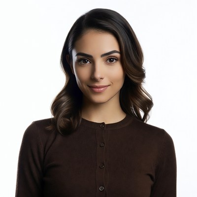 Smiling woman in brown sweater