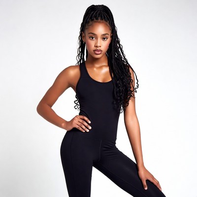 African-American woman in black bodysuit