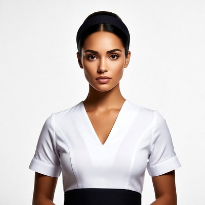 Beautiful woman in white dress with headband