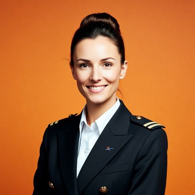 Smiling woman in navy uniform