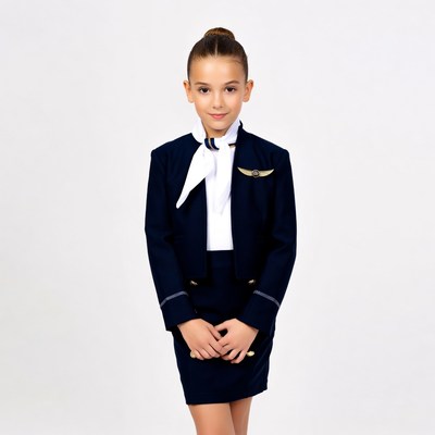 Girl in flight attendant uniform