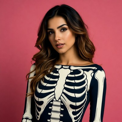 Woman in skeleton costume