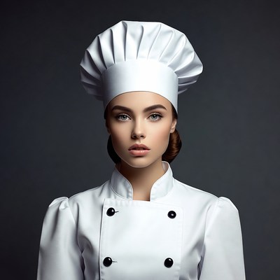 Woman wearing chef hat and uniform