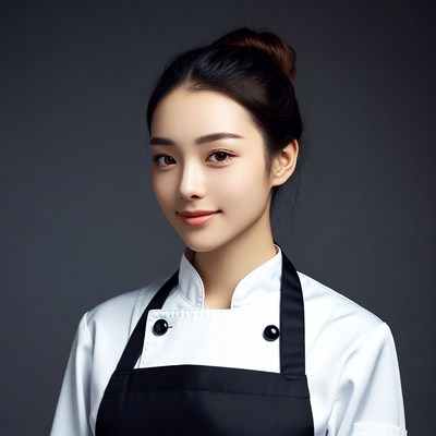 Asian woman in chef uniform
