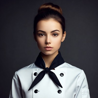 Woman in white chef uniform