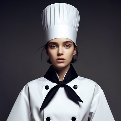 Woman wearing chef hat and uniform