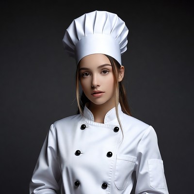 Young woman in chef uniform