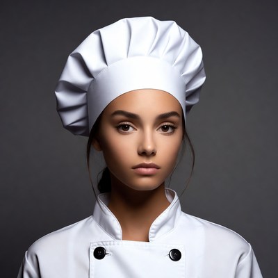 Young woman wearing chef hat