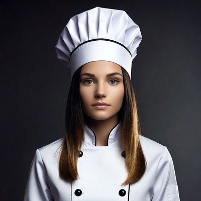 Woman wearing chef hat and uniform