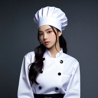 Asian woman in chef uniform