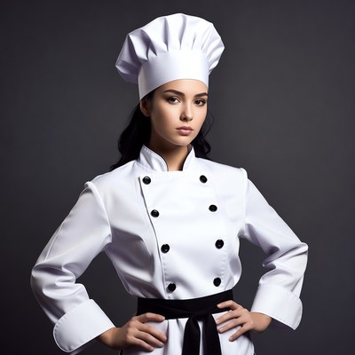 Woman chef in white uniform