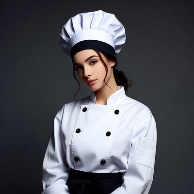 Young woman in chef uniform