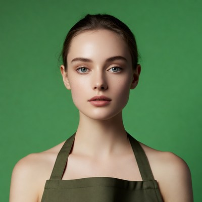 Woman wearing green apron