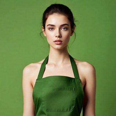 Woman wearing green apron