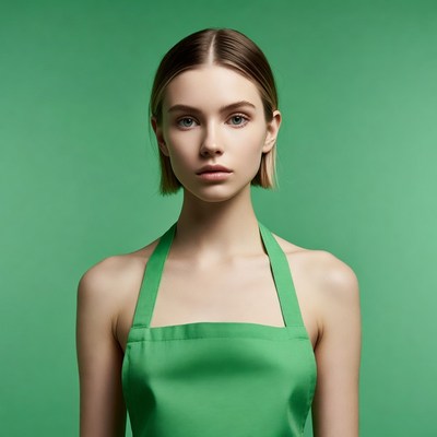 Woman wearing green apron