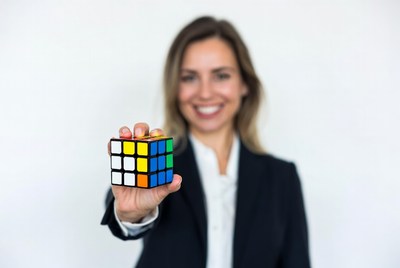 Woman holding Rubik's cube