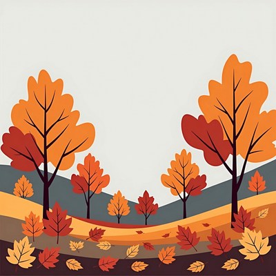 Autumn Trees with Falling Leaves