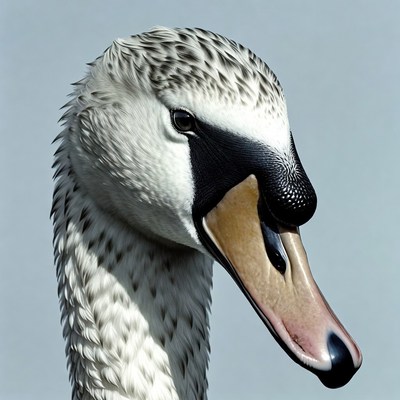 Close-up white swan head