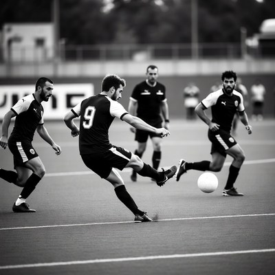 Soccer player kicking ball