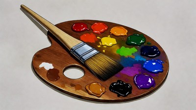 Artist Paint Palette with Brush