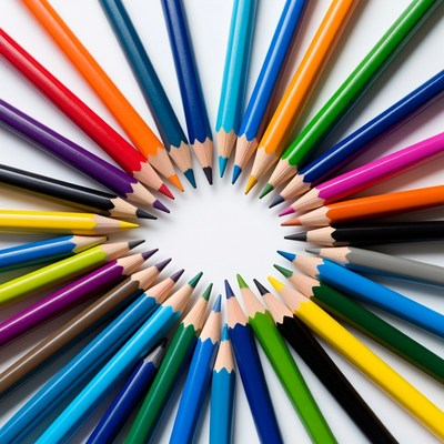 Colorful Pencils Arranged in Circle