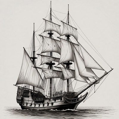 Sailing Ship on Ocean