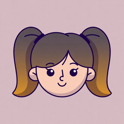 Cartoon girl with pigtails