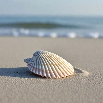 Seashell on sandy beach