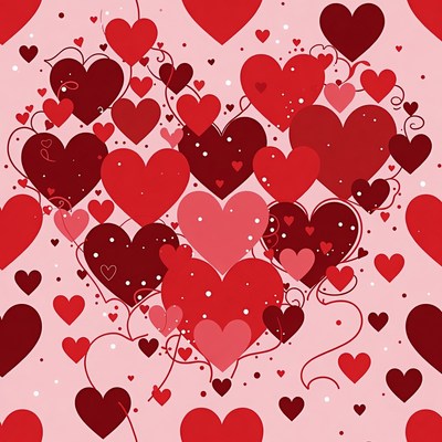 Red Hearts Seamless Pattern