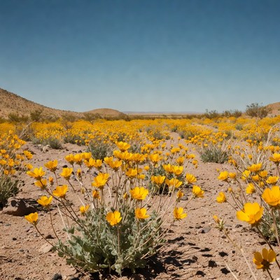 Yellow Desert Flowers in Bloom
