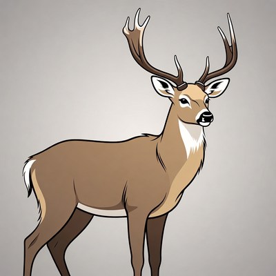 Standing buck deer illustration