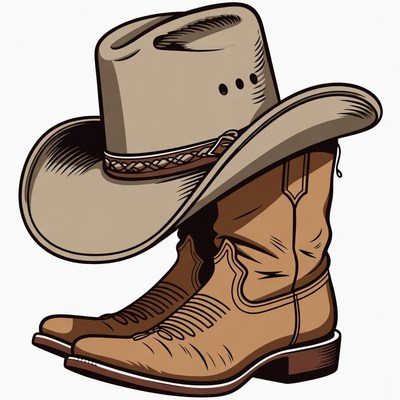 Cowboy Hat and Boots Illustration