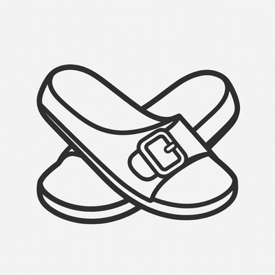 Crossed Buckle Slide Sandals Clipart