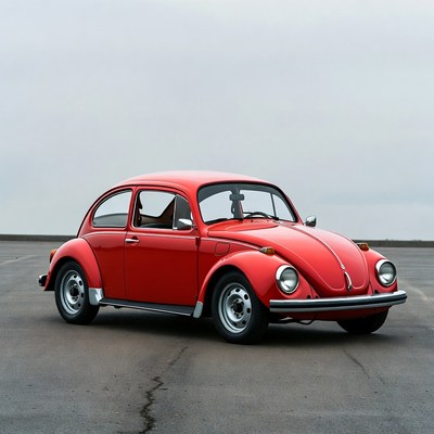 Red Volkswagen Beetle on parking lot
