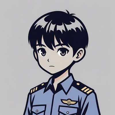 Anime boy in pilot uniform