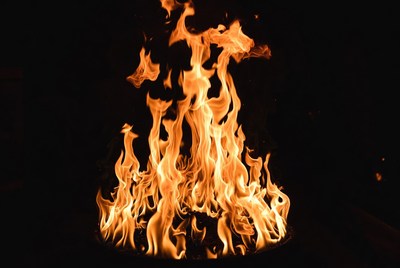 Blazing Fire Flames on Black Background