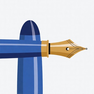 Blue fountain pen illustration