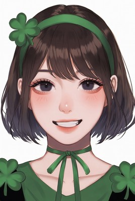 Anime girl with shamrocks and green headband