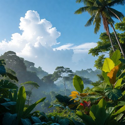 Tropical Jungle with Palm Trees