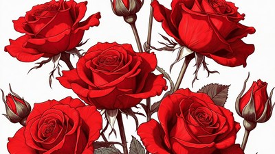 Bouquet of Red Roses Illustration